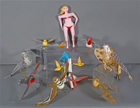 Box Lot of Birds and Female Figure
