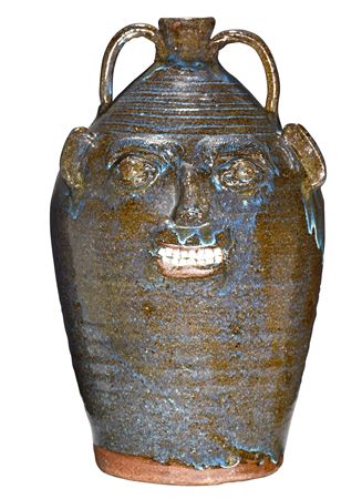 Six Gallon Blue Routille Face Jug