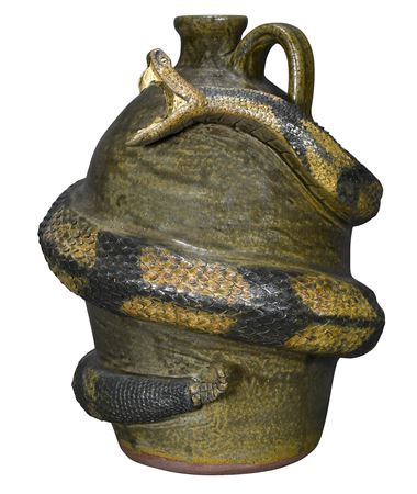 #6 Open-Mouth Large Rattlesnake Jug by Michael and Melvin Crocker - Auction record, sale price, and art valuation. Compare with similar artists and explore comparable artworks.