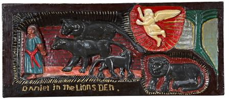 Sample artwork by Josephus Farmer (1894 - 1989), known for naive religio-historical carvings - View similar artists and auction records