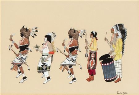 Untitled (Buffalo Dance Processional), ca. 1920
