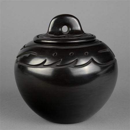 Carved Blackware Bowl with Lid, 1981