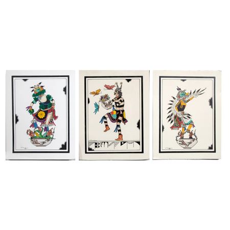 Group of Three Kachina Drawings