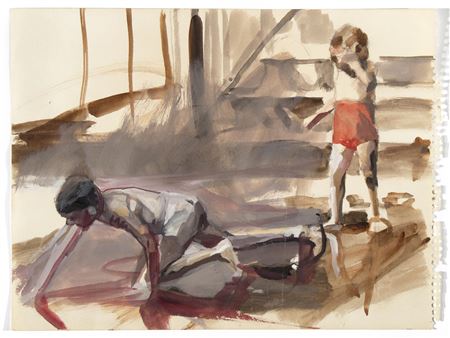 Untitled (Two Figures at the Beach), ca. 1962-1963 AND Untitled (Two Children), ca. 1962-1963 (2)