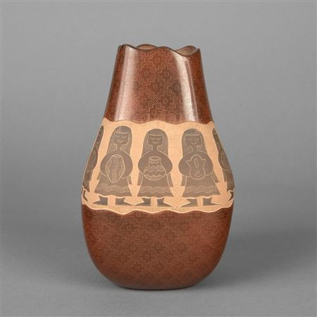 Brownware Jar with Sgraffito Design