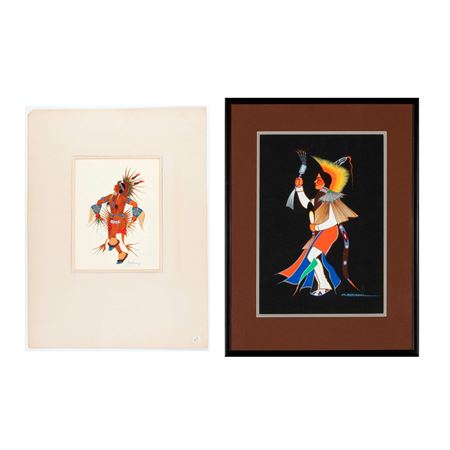 A Pair of Untitled Paintings: (Dancer), 1939 + Untitled (Bird Dance)