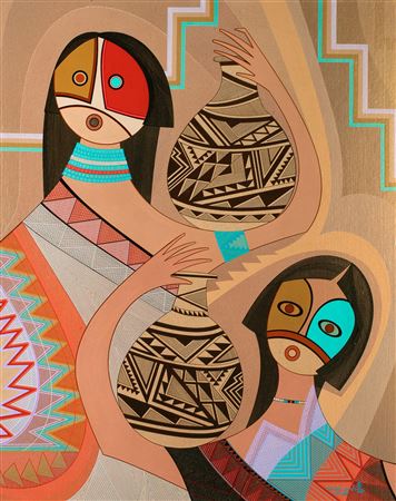 Oh-Khoo-wah- Maidens Bringing Rain, 1982 by Helen Hardin - Auction record, sale price, and art valuation. Compare with similar artists and explore comparable artworks.
