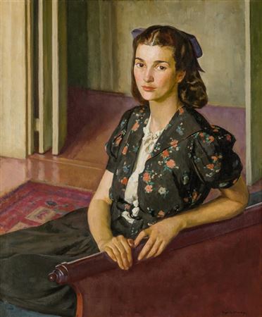 Young Woman In Patterned Blouse (Madeleine)