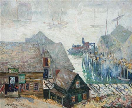 Gloucester Rooftops and Harbor, ca. 1920s