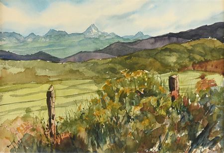 "Fence Post in Mountain Landscape," 1981