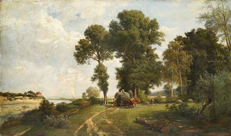 Heuernte in den Elbauen bei Dresden. 1879