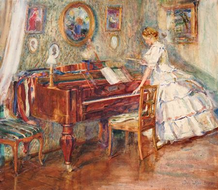 Sample artwork by Johannes Paul Ufer (1874 - 1958), known for watercolor paintings depicting middle-class society and vacation trips - View similar artists and auction records