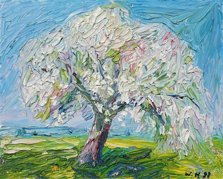 "Blühender Apfelbaum". by Werner Haselhuhn - Auction record, sale price, and art valuation. Compare with similar artists and explore comparable artworks.