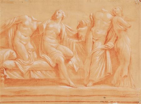 Study of a frieze depicting Alcibiades and Hetaerae, after the antique