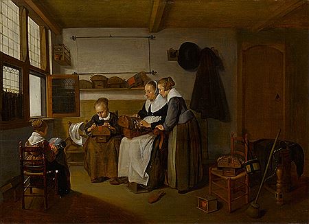The Lacemaker's School by Quiringh Gerritsz Brekelenkam - Auction record, sale price, and art valuation. Compare with similar artists and explore comparable artworks.