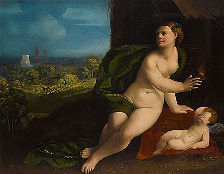 Venus and Cupid in a landscape
