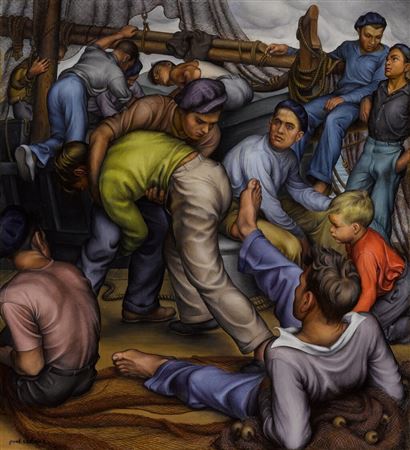 Mallorcan Fishermen by Paul Cadmus - Auction record, sale price, and art valuation. Compare with similar artists and explore comparable artworks.