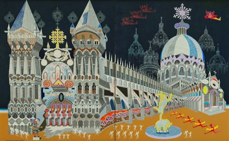 Sample artwork by Pedro Friedeberg (Born 1936), known for abstract easel and mural painting-fantasy themes, furniture making - View similar artists and auction records