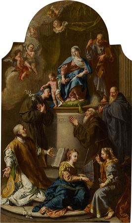 Holy Family with a Deacon, Saints Anthony of Padua, Cecilia, Francis of Paola, Apollonia, and Anthony Abbott, with Two Musical Angels and Three Seraphs by Anton Kern - Auction record, sale price, and art valuation. Compare with similar artists and explore comparable artworks.