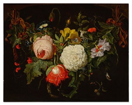 Swag of flowers in an archway