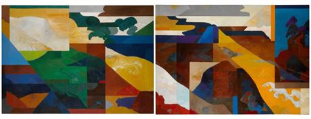 Series Genroku #75 & #74 [Après Sōtasu's "Matsushima" No. 2 & No. 1] (Diptych)