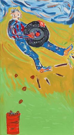 Ohne Titel (Mann mit Autoreifen) (Untitled (Man with Car Tire))
