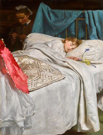 Sleeping by Sir John Everett Millais - Auction record, sale price, and art valuation. Compare with similar artists and explore comparable artworks.