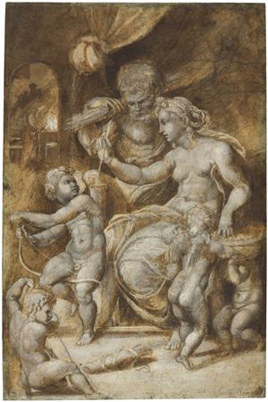 Recto: Venus and Vulcan, Cupid and putti Verso: Madonna and Child and St. Elizabeth with St. John the Baptist