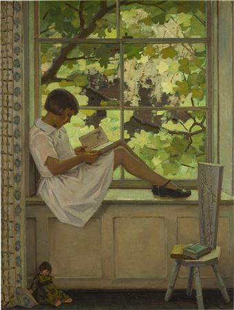 Reading on the Windowsill by Garnet Wolseley - Auction record, sale price, and art valuation. Compare with similar artists and explore comparable artworks.
