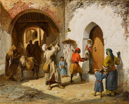 The Day after Ramadan in Morocco by Victor Eeckhout - Auction record, sale price, and art valuation. Compare with similar artists and explore comparable artworks.