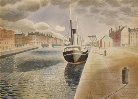 Sample artwork by Eric William Ravilious (1903 - 1942), known for folk art rural scene, landscape painting, design, book illustration, wood engraver - View similar artists and auction records