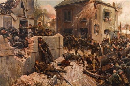 Routing the Enemy by Richard Caton Woodville Jr - Auction record, sale price, and art valuation. Compare with similar artists and explore comparable artworks.