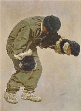 'A Very Gallant Gentleman' (Captain L.E.G. Oates walking out to his death in the blizzard, on Captain Scott's return journey from the South Pole, March 1912)