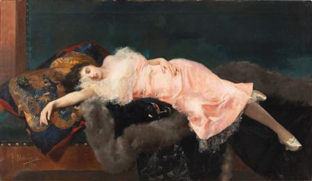 A Woman Lying on a Couch | Femme alanguie by Francisco Masriera Y Manovens - Auction record, sale price, and art valuation. Compare with similar artists and explore comparable artworks.