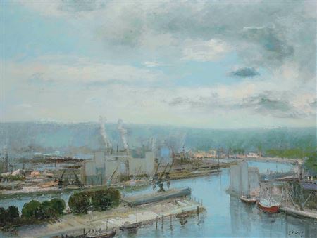 The port of Rouen seen from the University by Marcel Peltier - Auction record, sale price, and art valuation. Compare with similar artists and explore comparable artworks.