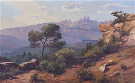 LANDSCAPE WITH MONTSERRAT IN THE BACKGROUND FROM VACARISSES