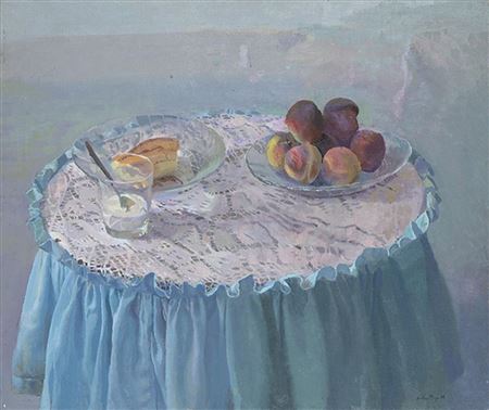 Still life of peaches