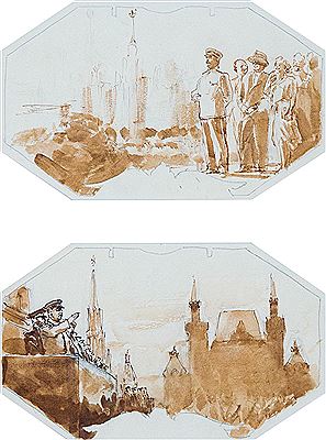 Sketches of the panel for Arbatskaya station of the Moscow Metro(2)