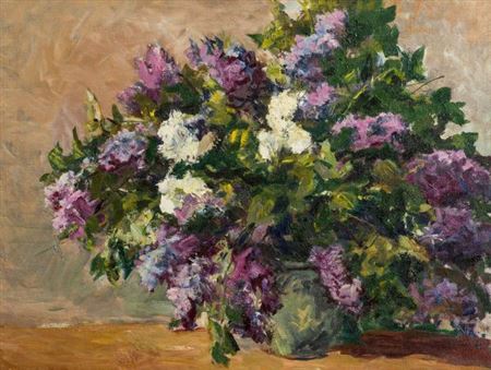 Lilacs in a blue vase
