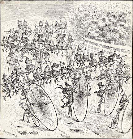 "Then back they wheeled with every spoke, An hour before the thrush awoke . . ." by Palmer Cox - Auction record, sale price, and art valuation. Compare with similar artists and explore comparable artworks.