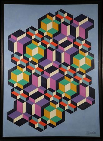 Composition géométrique multicolore sur fond bleu by Georges Connan - Auction record, sale price, and art valuation. Compare with similar artists and explore comparable artworks.