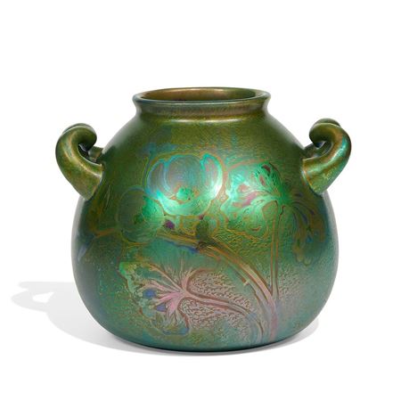 Twin-handled earthenware vase