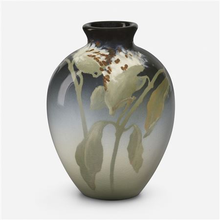 Iris Glaze vase with milkweed