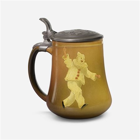 Standard Glaze lidded mug with clown