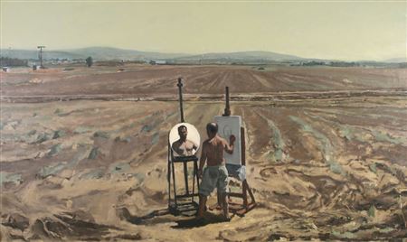 Self-Portrait Painting the Landscape, 2001 by Eli Shamir - Auction record, sale price, and art valuation. Compare with similar artists and explore comparable artworks.