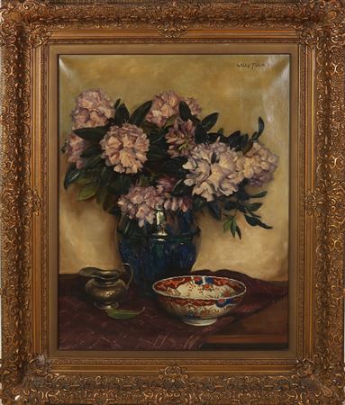 Flower still life with pottery