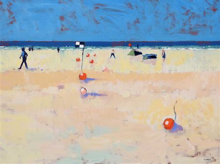 Beachscape with Flags and Buoys