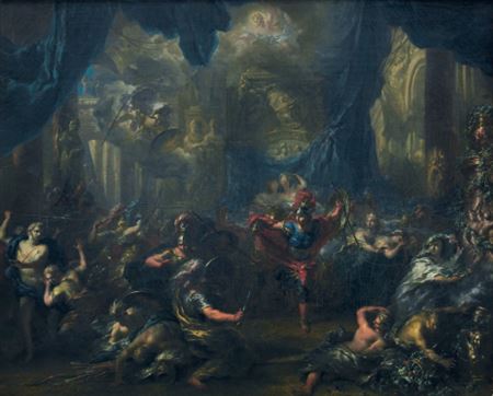 Perseus presenting the head of Medusa to Phineus and his followers