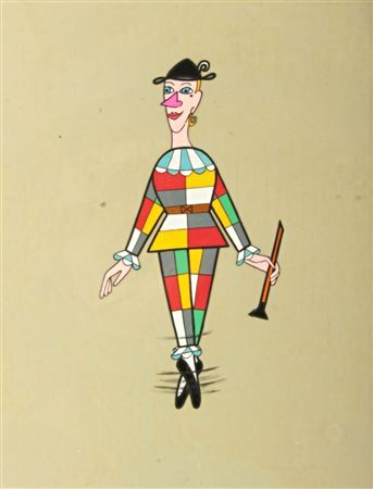 Painting used to create Jiří Brdečka's animated film "Reason and Feeling"