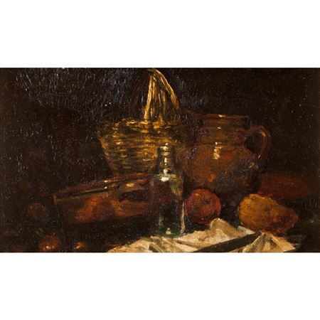 STILL LIFE WITH BASKET, FRUITS AND TERRACOTTA PITCHER